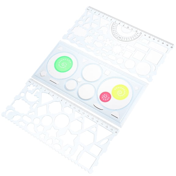 WASHWEPE 1 Set Geometric Ruler Plastic Circular Gear-Shaped Pattern Creation Student Stationery 20 x 10 x 0.1 cm