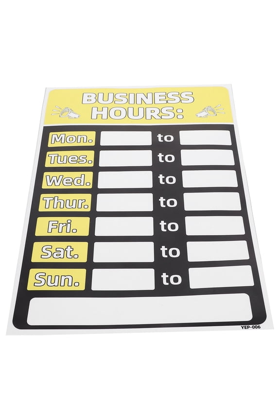 1 Set Yellow Business Hours Sign PVC Fading Resistant Simple Design for Business Owners Open Close Stickers