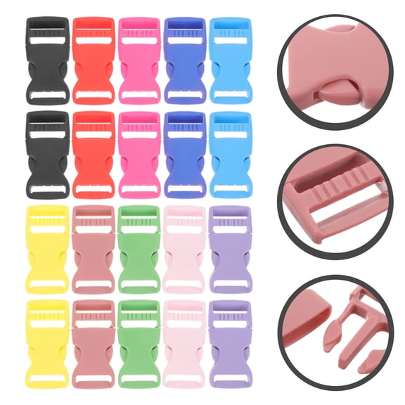 WASHWEPE 10 Pairs Mini Plastic Release Buckles Assorted Color for Schoolbag and Bag Strap Replacement Clip