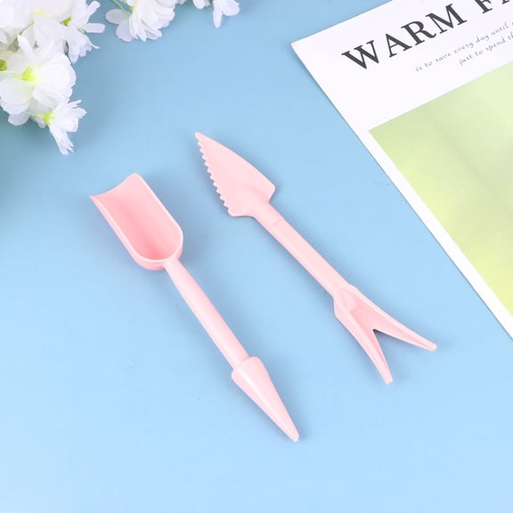 WASHWEPE 10 Pcs in 1 Set Plastic Garden Widger Transfer Tool Shovel Digging Transplanting Planting Tools for Home Flowerpot Craft (Pink)