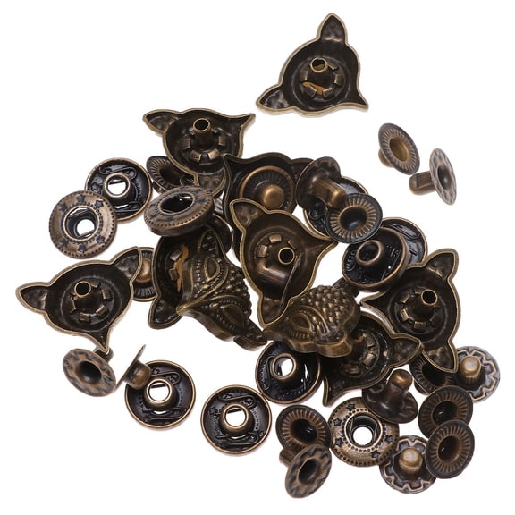 WASHWEPE 10 Sets Durable Dark Brown Zinc Alloy Head Shape Snap Button Fasteners for Sewing and Crafting