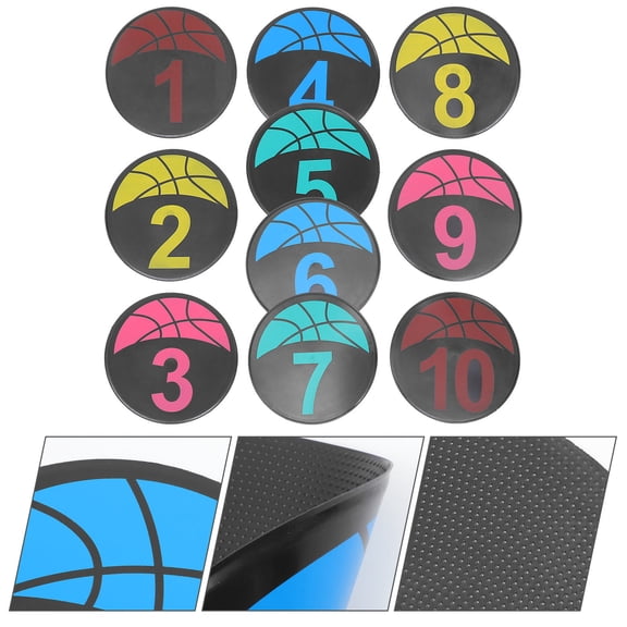 WASHWEPE 10 x Soccer Training Disc Assorted Color Round for Sports Drills 9.04X9.04X0.08in