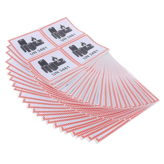 WASHWEPE 100 Sheets Self-Adhesive Labels for Labelling Lithium Battery Shipping and Fire Safety Warning Situations
