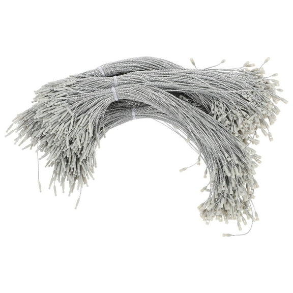 WASHWEPE 1000Pcs Snap Locking Strings Tag Rope Silver Polyester For Christmas Decorations