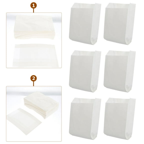 WASHWEPE 100Pcs Disposable Food Packing Bags Oil Proof Paper Snack Containers for Takeaway Storage