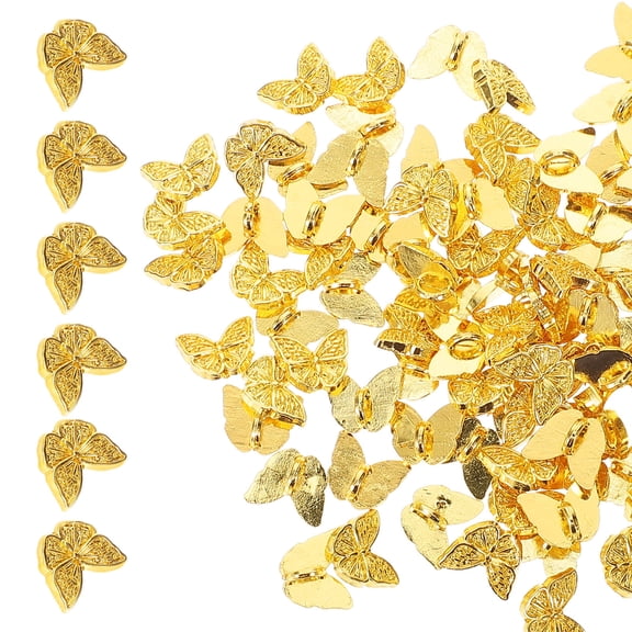 WASHWEPE 100Pcs Diy Doll Clothing Buttons Golden Iron for Mini Decorative Buttons and Button Replacement