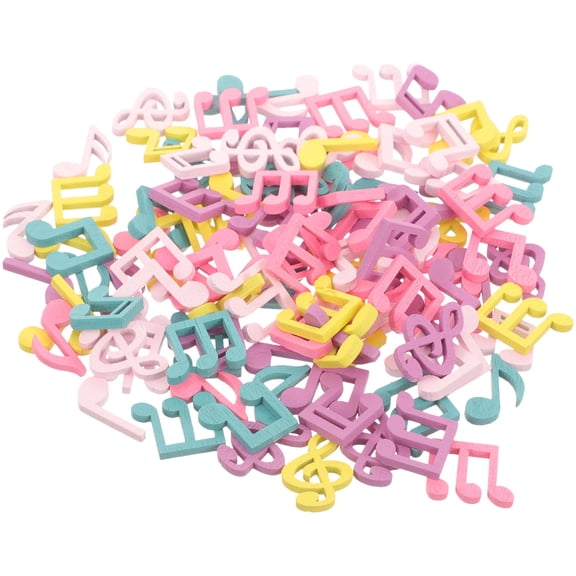 WASHWEPE Wood Pieces Musical Note Wood Slices Macaron Color 100Pcs