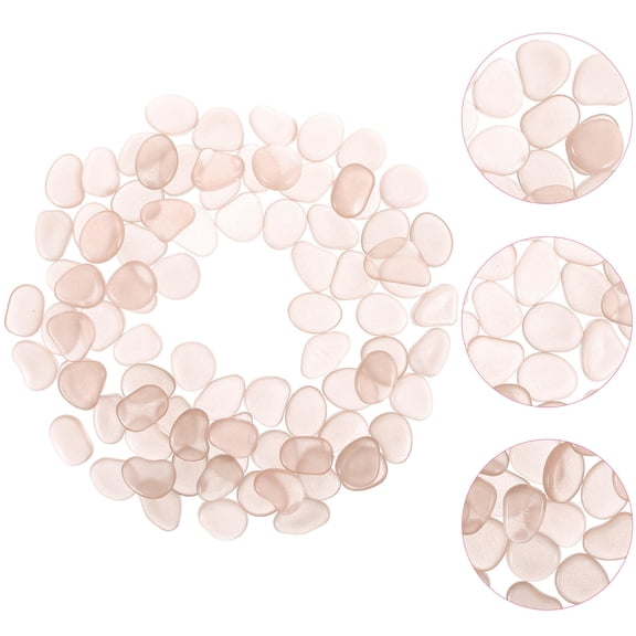 WASHWEPE 100Pcs Pink Luminous Powder Aquarium Stones for Resin Ornaments Fish Tank Decorative Pebbles