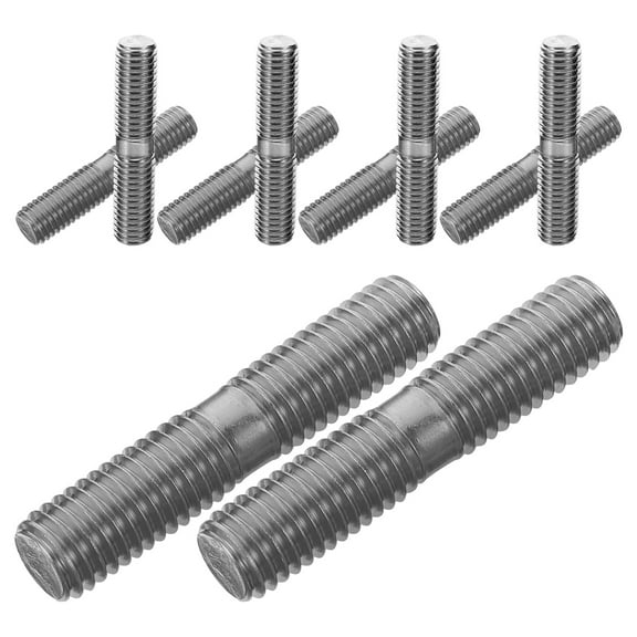 WASHWEPE 10Pack Double Ended Threaded Bolts Cylindrical Silver for DIY Enthusiasts Dual Head Convenience