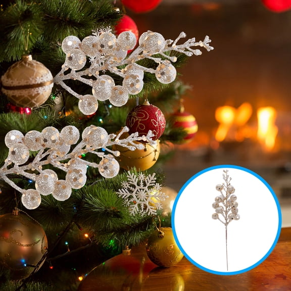 WASHWEPE 10Pcs Artificial Berry Stems for Christmas Tree Decorations