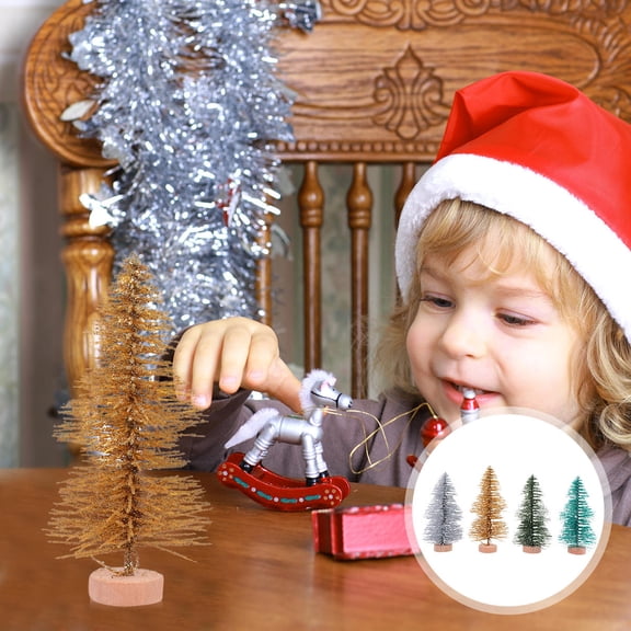 WASHWEPE 10Pcs Bottle Brush Tree Set Small Craft Pine Trees Decorative for Families Friends