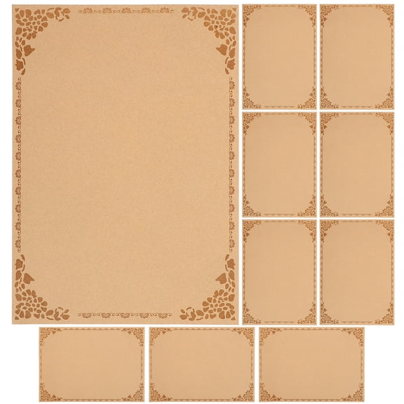 WASHWEPE 10Pcs Brown Rectangle Paper for School Certificate Printing 11.48X8.25In