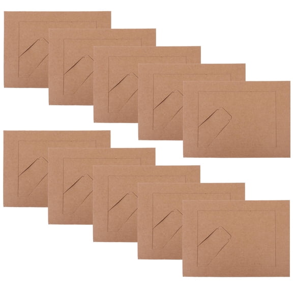 WASHWEPE 10Pcs Card Photo Frames for Photography Enthusiasts Brown 7 Inches