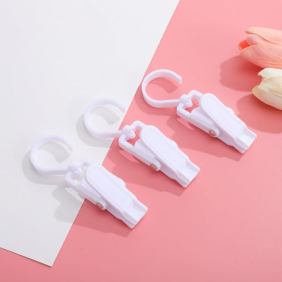 WASHWEPE 10Pcs Laundry Hooks Swivel Clips For Clothes Hats Towels Closet Organization White Plastic