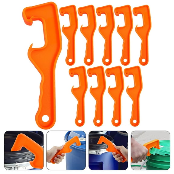 WASHWEPE 10Pcs Orange Plastic Wrench Shape Lid Remover for Cans and Gallon Buckets