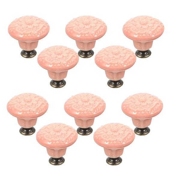 WASHWEPE 10Pcs Pink Ceramic Cabinet Knob Simple and Generous Design for Furniture Pulling Handle
