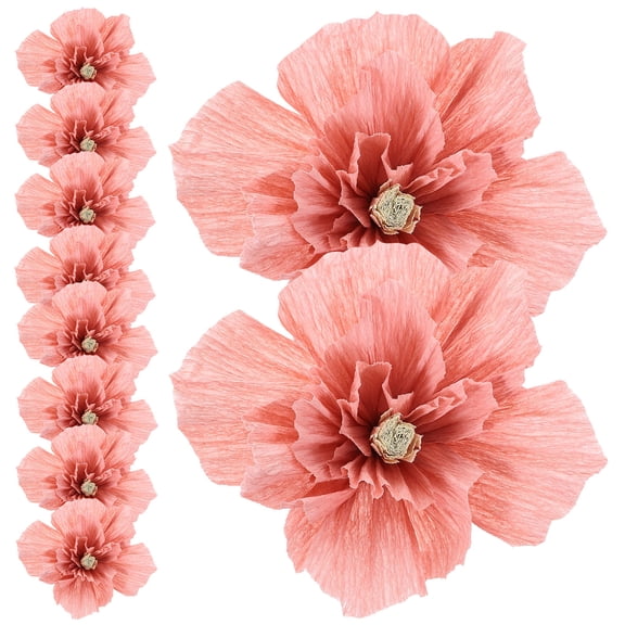 WASHWEPE 10Pcs Pink Stereoscopic Paper Flowers for Wedding and Birthday