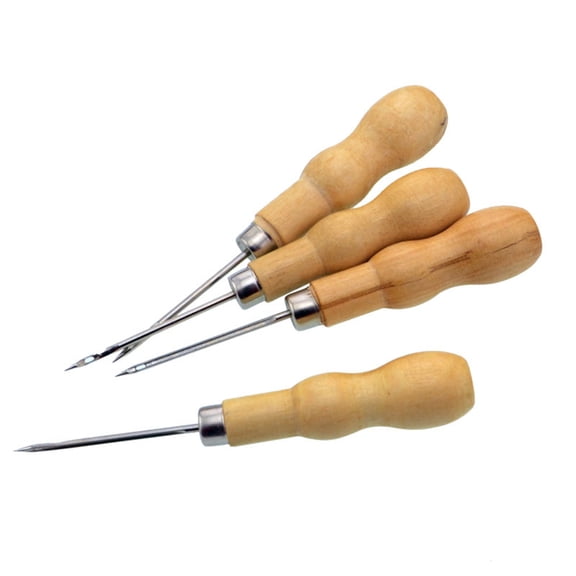 WASHWEPE 10Pcs Stitching Awl Sewing Accessories Double Gourd Handle Turning Cloth Corners Drilling Khaki