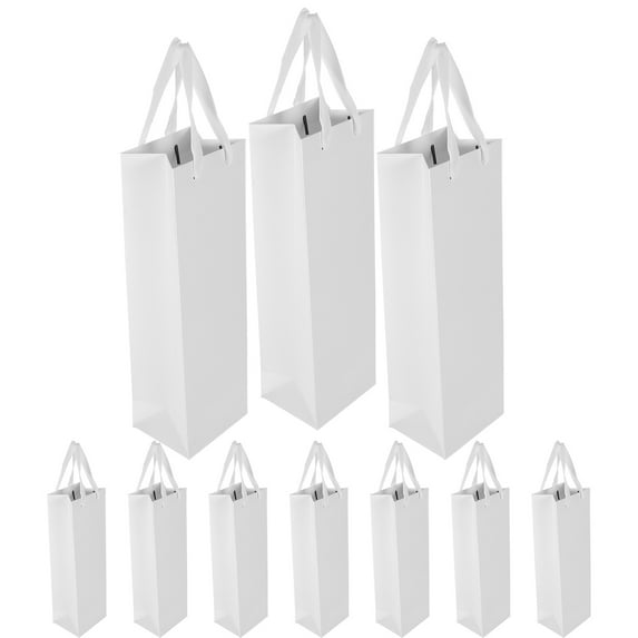 WASHWEPE 10Pcs White Paper Wine present Bags Reusable Protective for Park and Thanksgiving Holiday Drinks