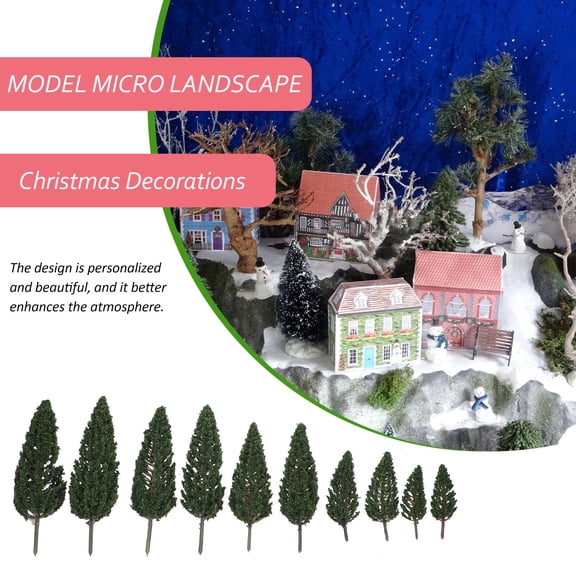 WASHWEPE 10Set Miniature Fake Tree Christmas Decoration Realistic Design Conical Shape