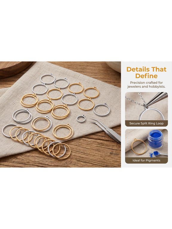 10pcs Open Back Bezel Pendants Stainless Steel For Resin Casting DIY Projects
