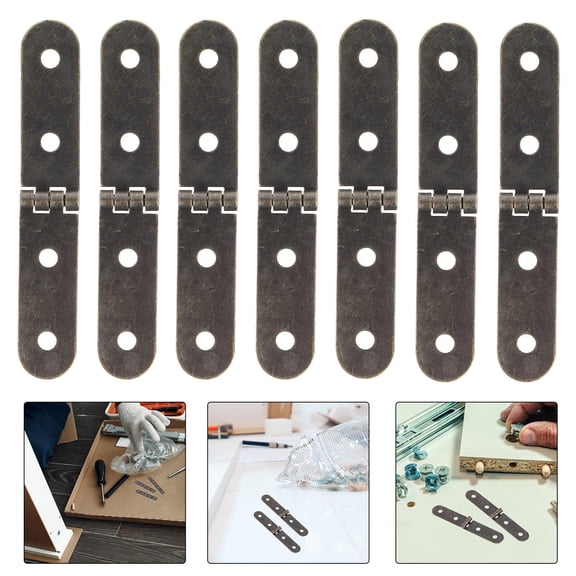 WASHWEPE 10pcs Set Jewelry Box Hinges Golden Iron Easy Installation 2.4x0.4x0.04in