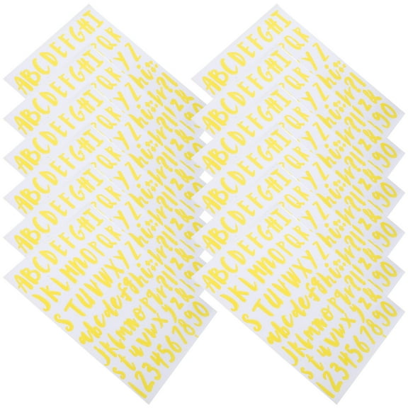 WASHWEPE 12 Sheets Yellow PVC Alphabet Stickers for Diy Crafts and Scrapbooking 8.7x6.3x0.004in