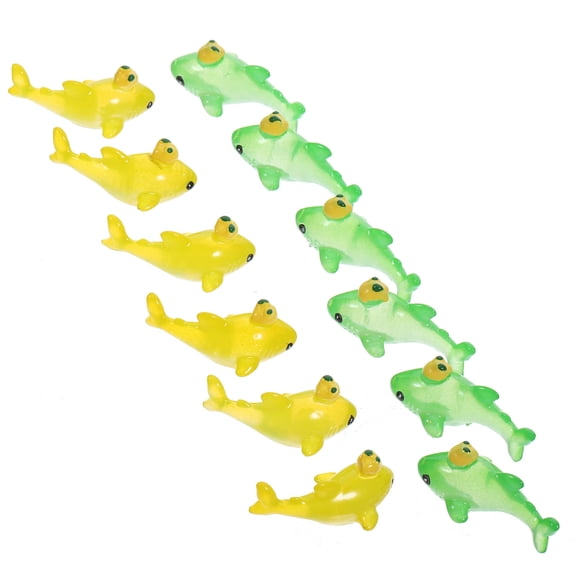 WASHWEPE 12Pack Miniature Shark Figurine Design Yellow Green Resin For Home And Office Desk Ornament