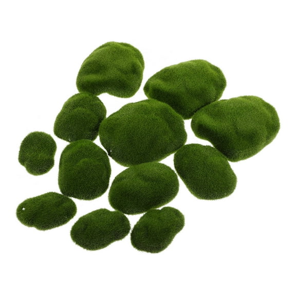 WASHWEPE Artificial Moss For Craft Moss Covered Stones Green 12Pcs 3.9X3.5X1.4in