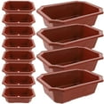 thumbnail image 1 of WASHWEPE 12Pcs Coffee Brown Plastic Plant Pots for Enthusiasts Drainage Flower Pots 9.4x6.7x2.8in, 1 of 8
