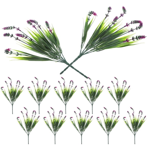 WASHWEPE 12-Pack Faux Lavender Stems with Green Grass for Festive Party Decor and Unique Event Decorations