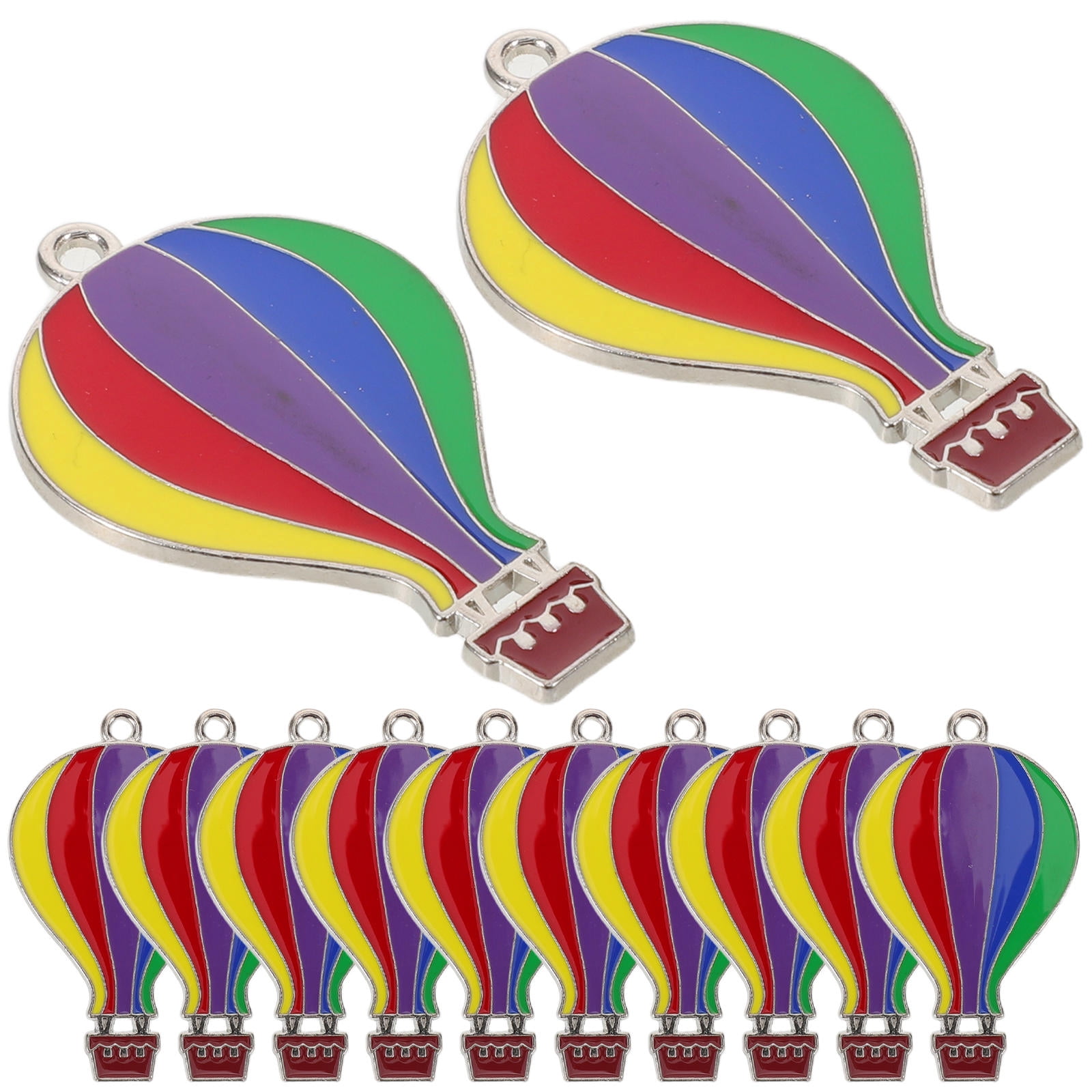 12Pcs Hot Air Balloon Bag Charm Metal Pendant Lightweight Unique Design Keychain