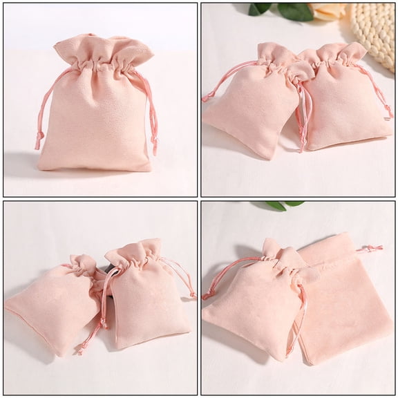 WASHWEPE 12Pcs Pink Candy Bag Drawstring Pouch for Weddings Party and Special Celebration Storage