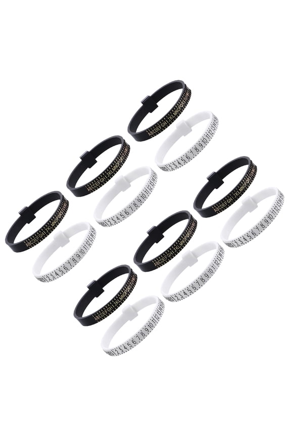 12Pcs Plastic Ring Gauge for Measuring Rings with Clear Number Display and Easy to Read Black Design