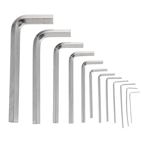 WASHWEPE 12Pcs Premium Carbon Steel Allen Wrench Plated Silver Hex Key Set for Appliance and Home Repair
