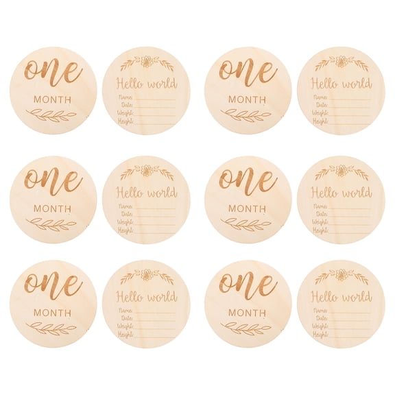 WASHWEPE 12pcs Baby Photo Props Wood Milestone Discs For Newborn Photography Neutral Style