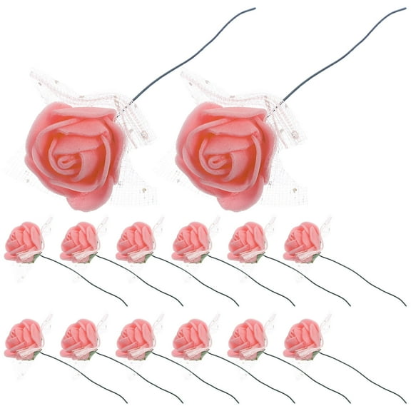 WASHWEPE 144Pcs Tiny Flowers Pink 2.00X2.00X1.50In Mini Fake Rose For Valentine's Day Decor