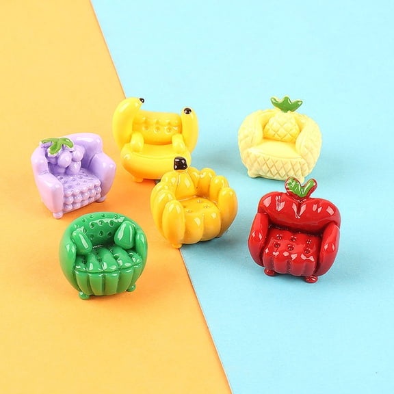 WASHWEPE 15Pcs Miniature Resin Sofa Fruit Shape Diy Phone Case Charms For Crafts And Family Activities