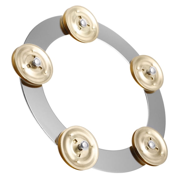 WASHWEPE 1Pack Circular Tambourine Drum Bell For Rhythm Enhancement Schools 6.3X6.3X0.8In