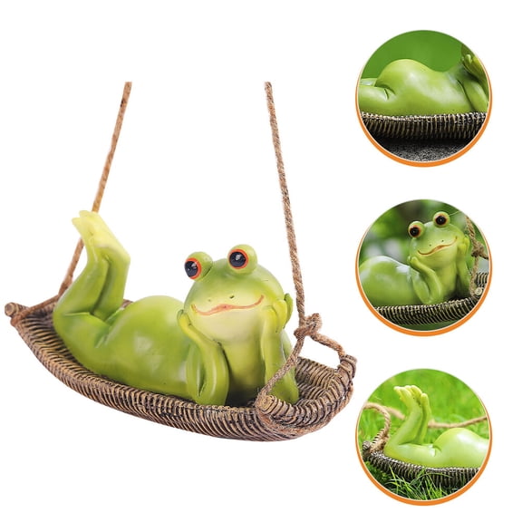 WASHWEPE 1Pack Creative Frog Ornament for Housewarming present and Garden Decor