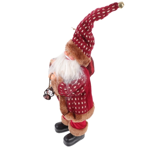 WASHWEPE 1Pack Dark Red Chemical Fabric Santa Claus Ornaments for Shopping Mall and Bar Decor