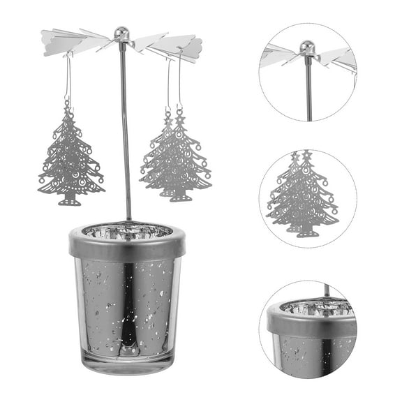 WASHWEPE 1Pack Decorative Candlestick Stand Silver Rotatable Candlestick for Wedding