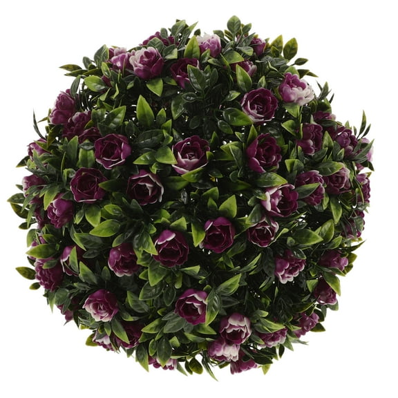 WASHWEPE 1Pack Lifelike Artificial Grass Plants Purple Round Plastic For Home Garden Outdoor Decor