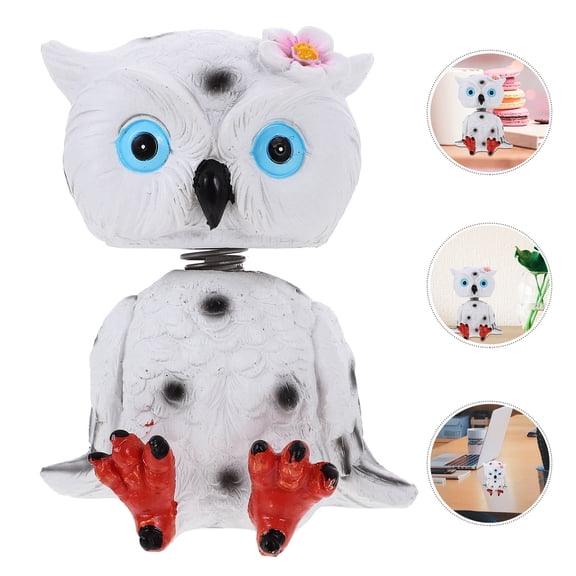 WASHWEPE 1Pack Owl Statue Resin Made Cartoon Owl Sculptures Home Office Decor Simple Style