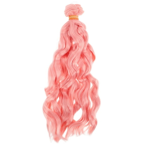 WASHWEPE 1Pack Pink Curly Doll Hair Wefts for DIY Crafting and Collecting 8.3x2.4x0.4in