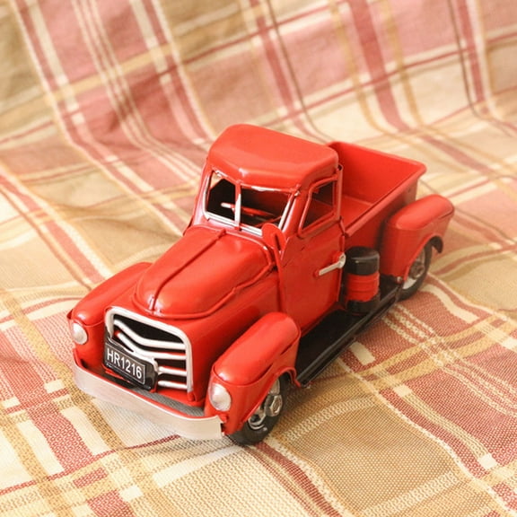 WASHWEPE 1Pack Red Christmas Truck Decor with Rustic Style for Farm and Country Themes