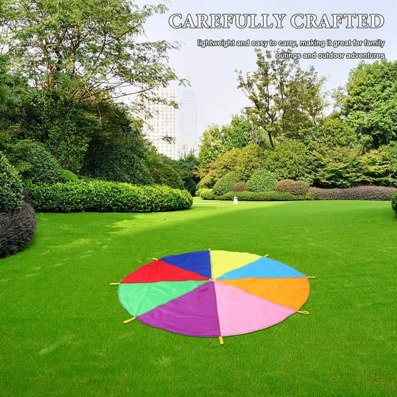 WASHWEPE 1Pack Round Rainbow Gym Parachute 200X200In for Kids and Families and Summer Camps