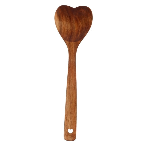 WASHWEPE 1Pack Soup Spoons Wood Handle Salad Server Acacia Wood for Family and Cooking Lovers