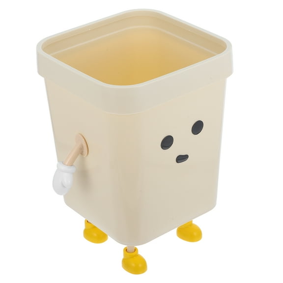 WASHWEPE 1Pack Trash Can for Laundry Rooms in Beige Plastic with Rectangular Shape