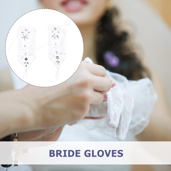 WASHWEPE 1Pair Bride Lace Gloves Floral Fingerless Wedding Gloves for Elegant Look Multi Color